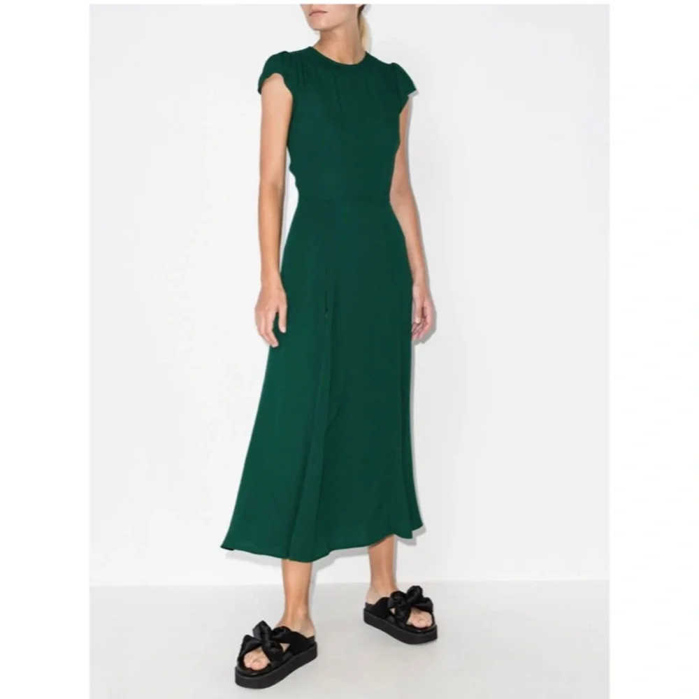 RARE! NEW! Reformation Gavin Cut Out Midi Dress in Emerald Green - Picture 2 of 13